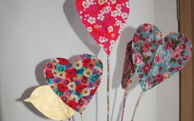 Bouquet de coeur en tissu